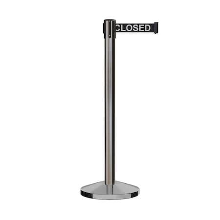 Montour Line Stanchion Belt Barrier Sat.Steel Post 13ft. Line.Belt ES400-SS-THISLBW-130